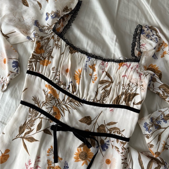 Reformation Floral Dress with Black Lace Trim - Picture 1 of 9